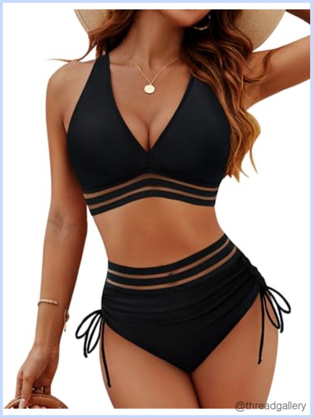 Tummy Control High Waisted Bikini Set with Push Up Bra